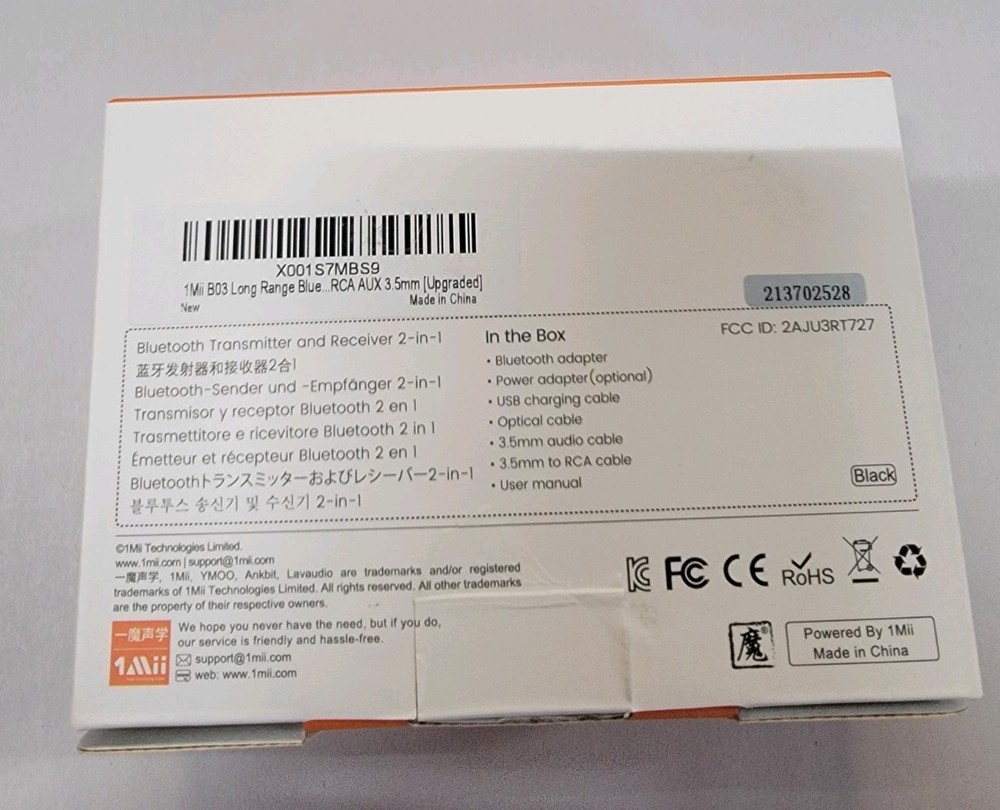 1Mii B03 Bluetooth Transmitter Receiver for Home Stereo TV HiFi Wireless