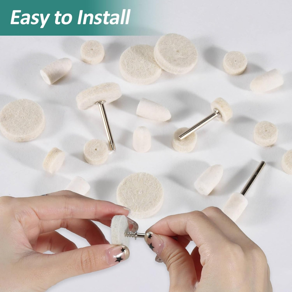 145PCS Wool Felt Polishing Pad - Felt Buffing Pad Wool Polishing Bits Buffing Wh