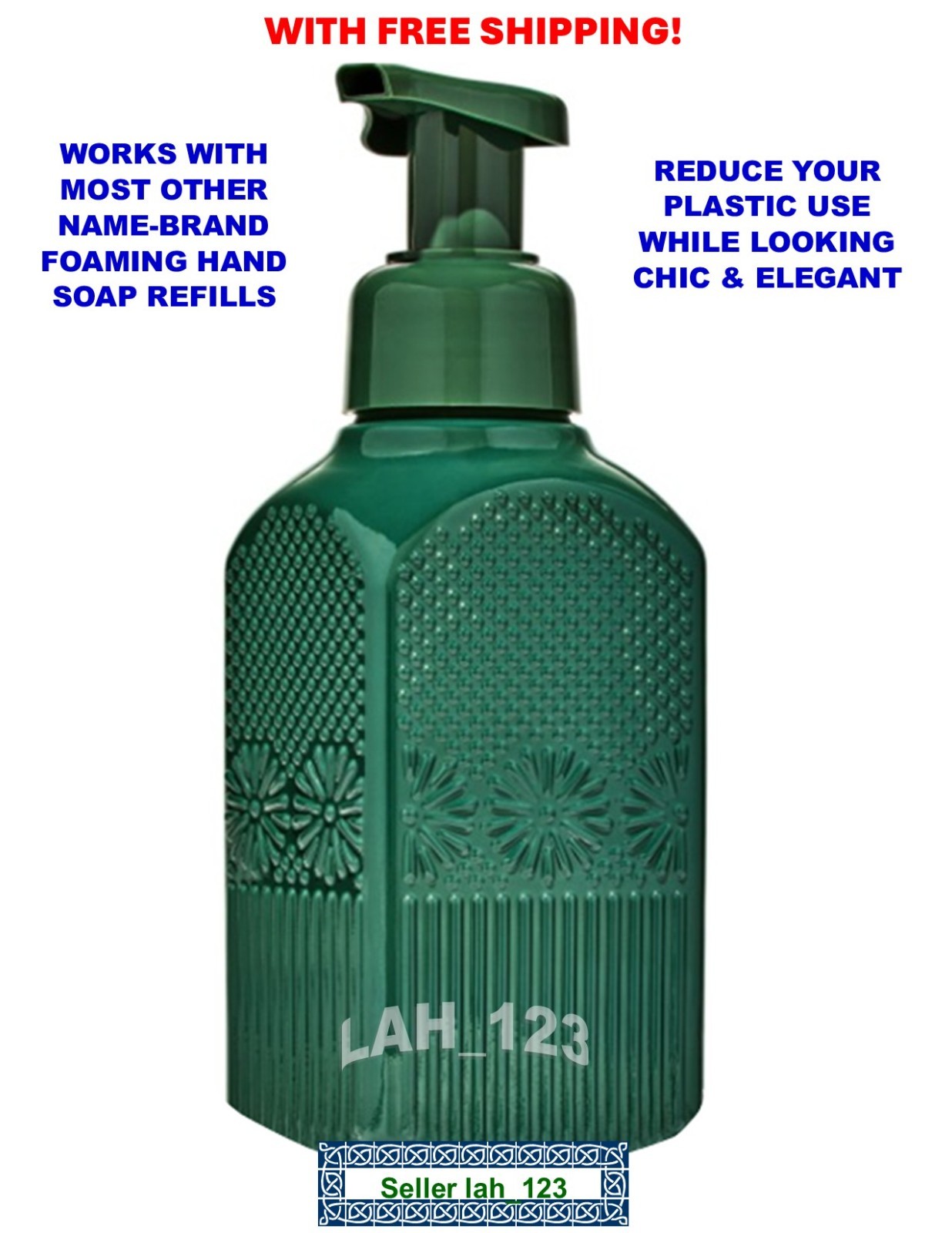 Bath & Body Works~DARK GREEN FLORAL~Gentle Foaming Hand Soap Dispenser~NEW+SHIP!