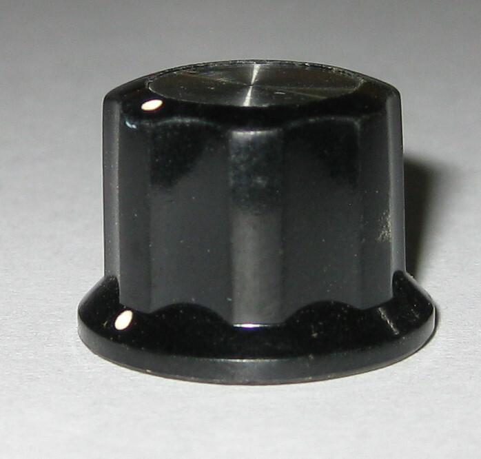 Instrument Ribbed Knob - 1/4" Inside Diameter - Black Plastic / Chrome Insert