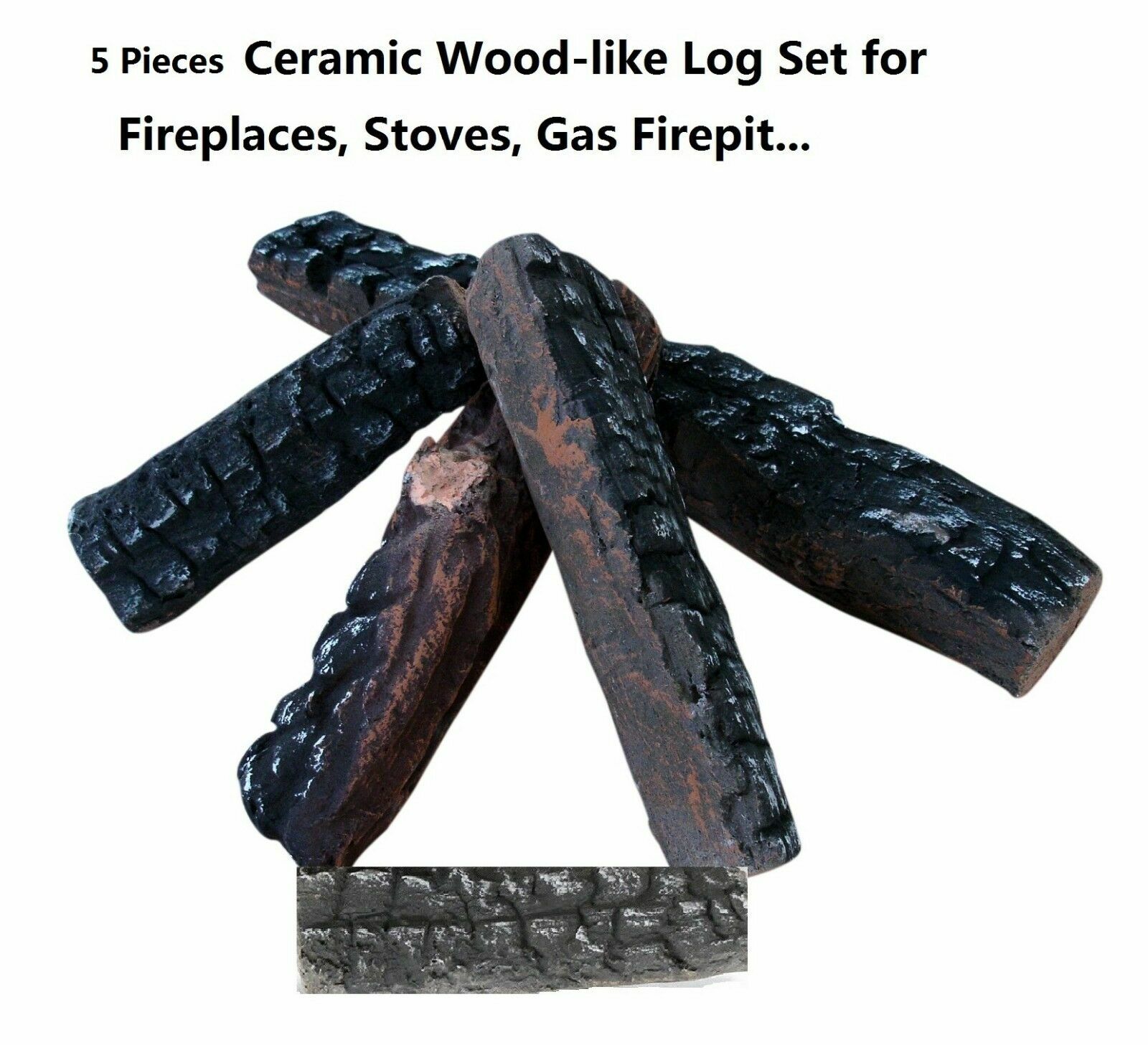 4 5 8 9 10 Pcs Ceramic decorative Log for Gas Pronane firepit Fireplace, stoves