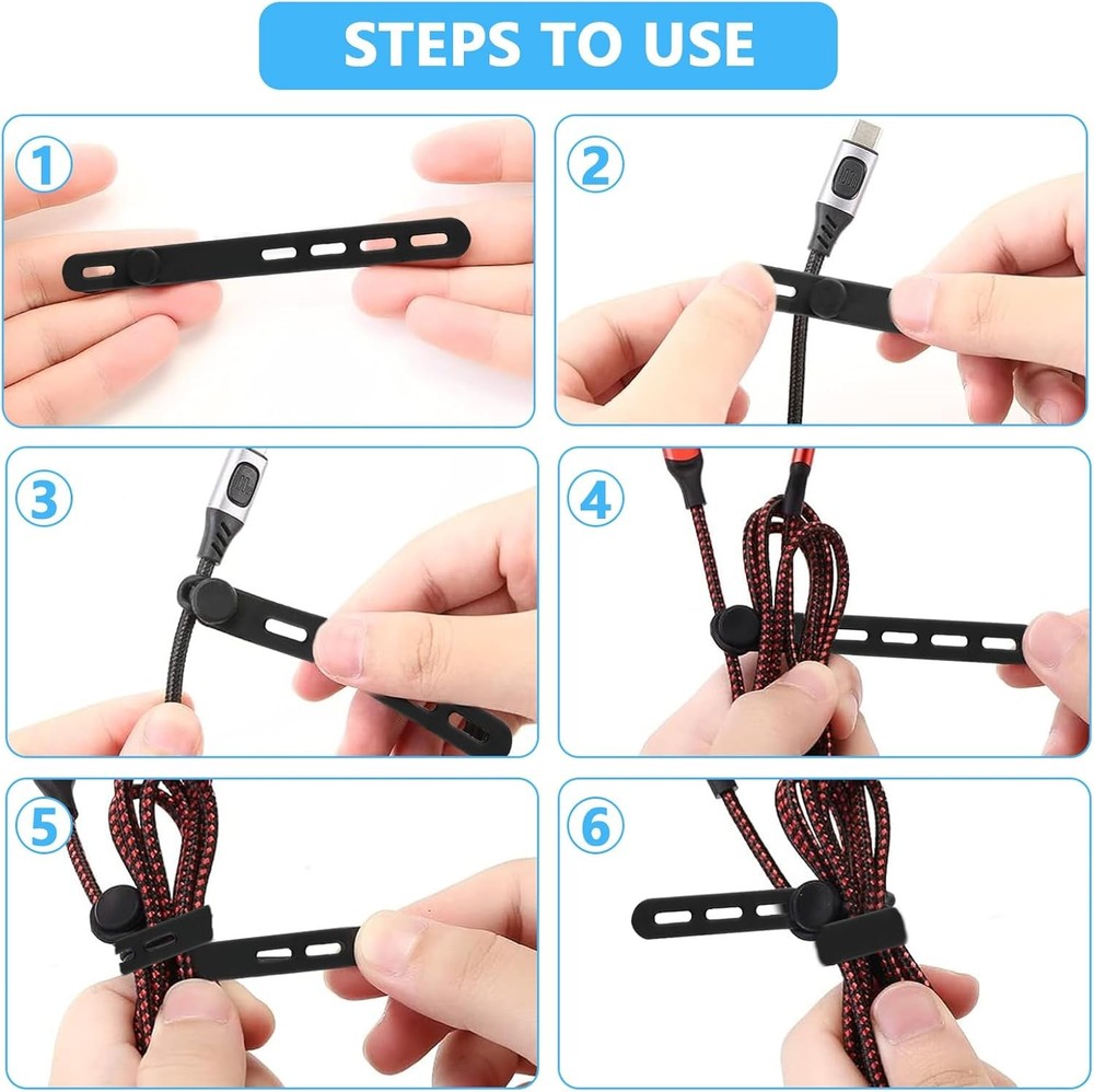 50 Pack Reusable Silicone Cable Ties