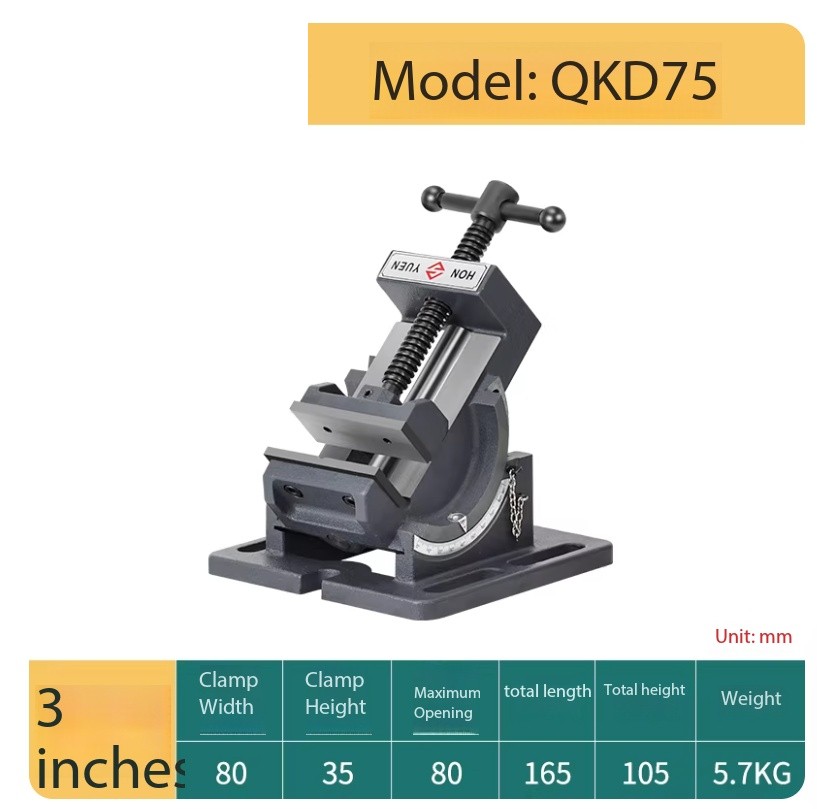 Tilting-guide-bar-type Angle Vise; 90-degree Angle Vise for Drill Presses