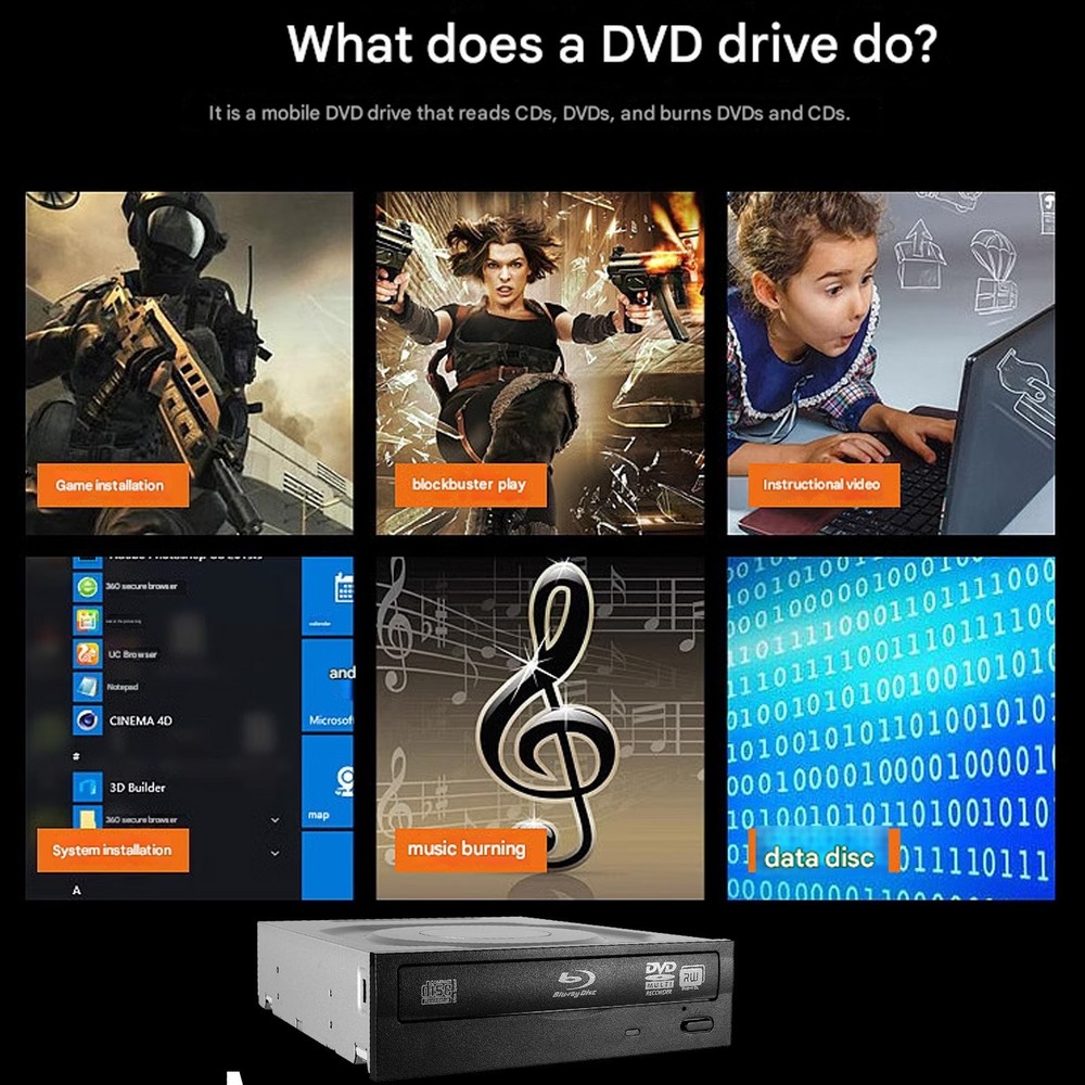 Desktop Computer Internal SATA Blu Ray BD Combo Player DVD Burner Reader Drive