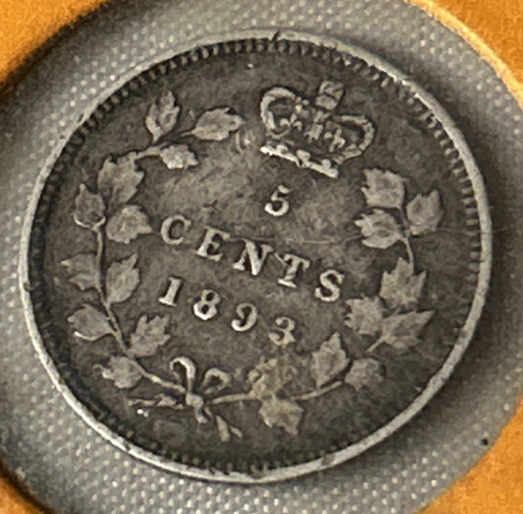 1893 Canada 5 Cents Silver Foreign Coin