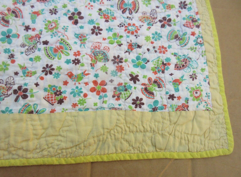 Quilted Patchwork Quilt Hand Sewn 74" x 49"
