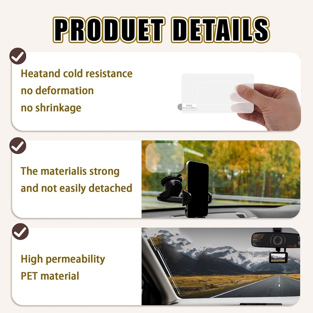 8Pcs Dashcam Windshield Sticke Clear Electrostatic Stickers Sticker Shield
