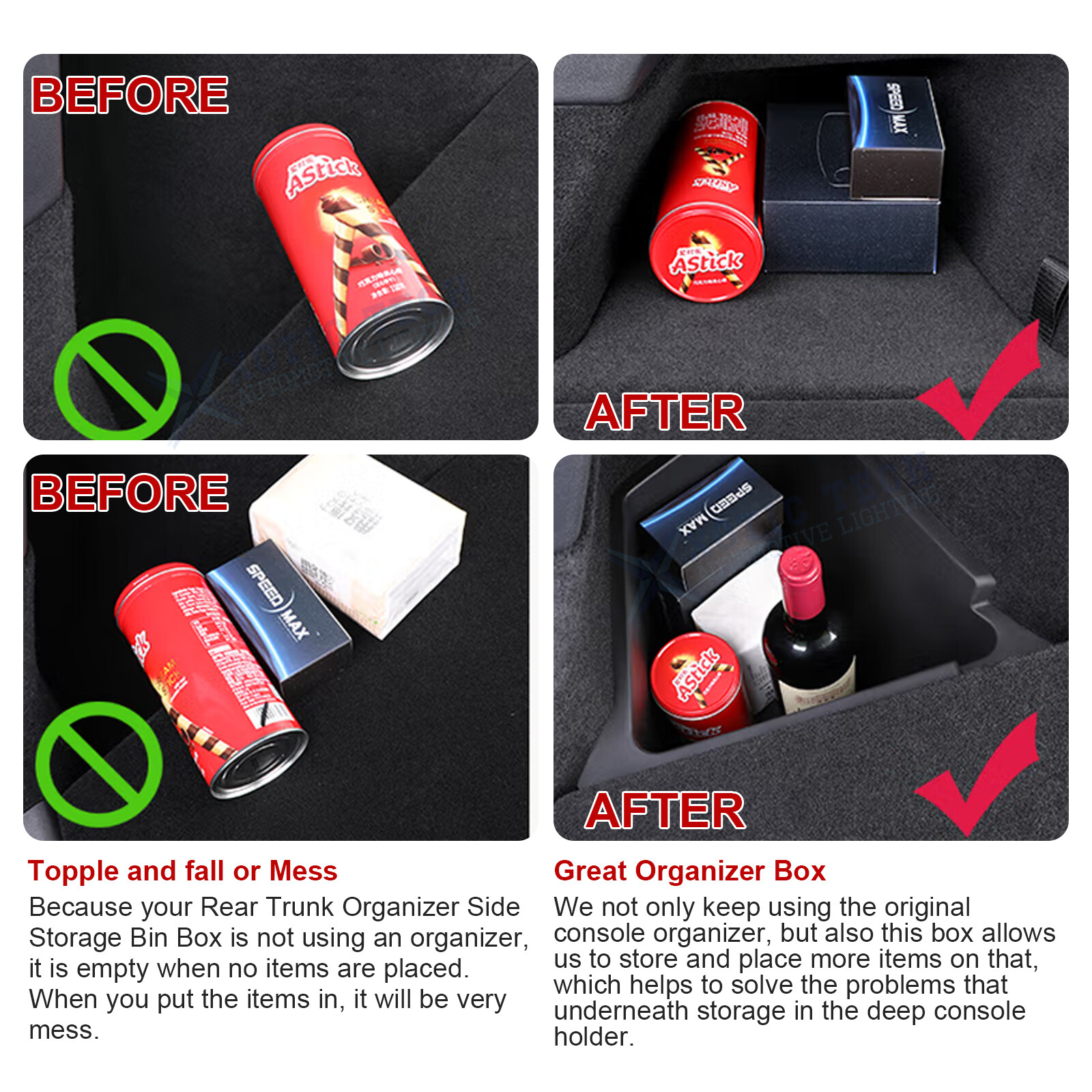 Set of 2 Trunk Side Box Storage Grocery Bin Cover Holder Fit Tesla Model Y 2022+