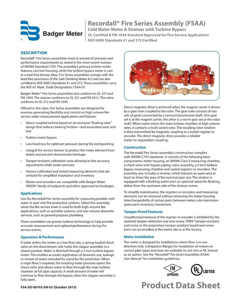 Badger Meter - Recordall 10"x2” Fire Service Meter