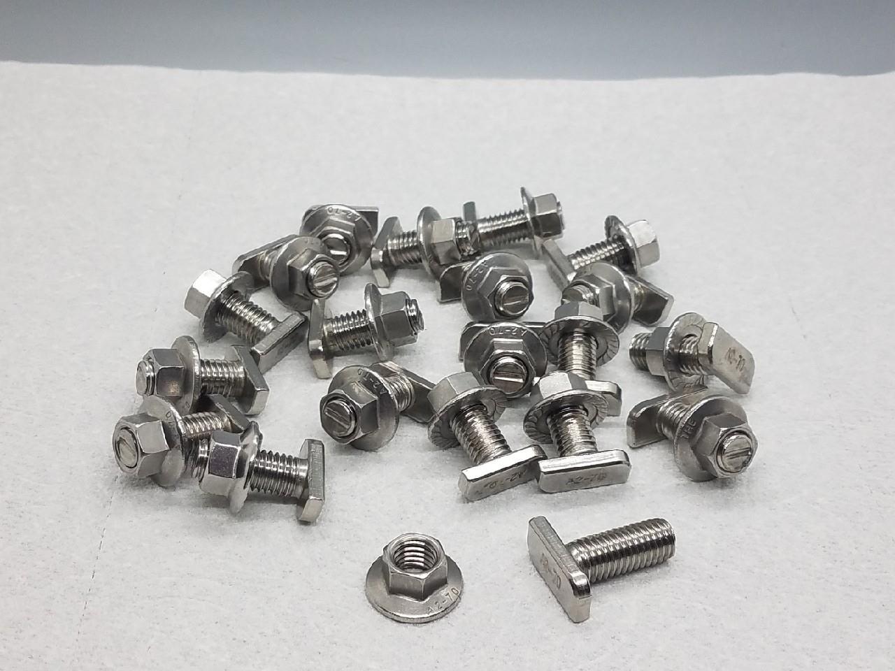 20 PACK M10 X 25mm SOLAR PANEL ROOF RACK T-BOLTS STAINLESS STEEL WITH NUTS