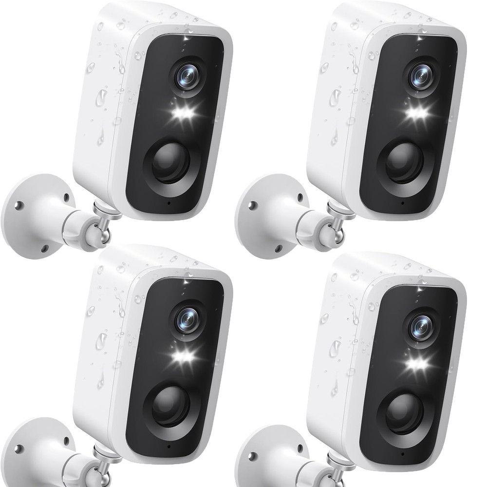 4PCS Wireless Outdoor Security Camera 2K Battery-Powered Camera 3MP Home Camera