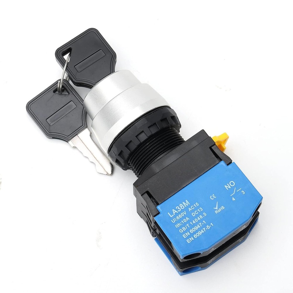 STARELO 22mm Key Switch 3 Position Maintained 2NO Latching Rotary Switch...