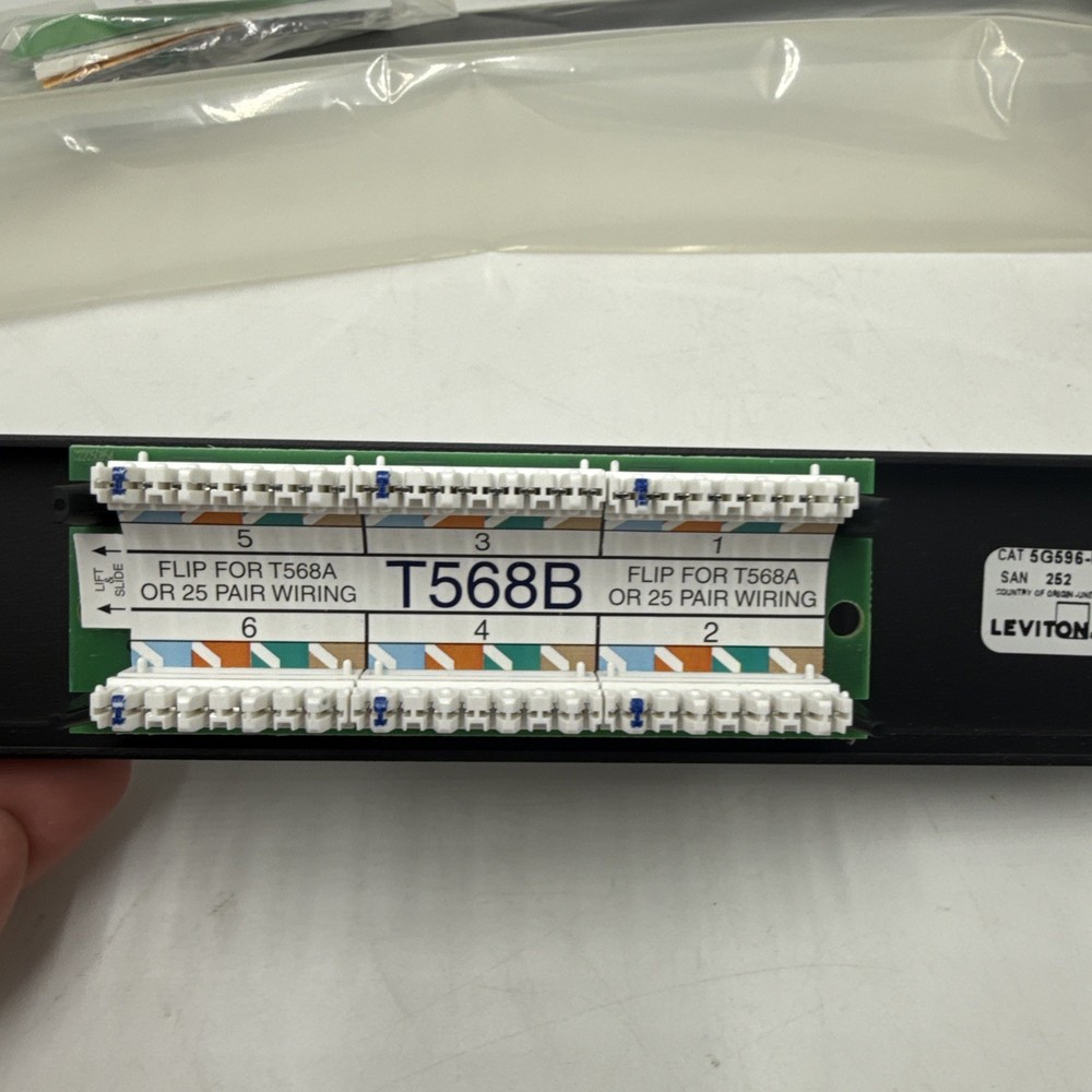 Leviton 252-5G596-U12 12-Port Patch Block Cat 5E Flat Panel 110 Style 1RU