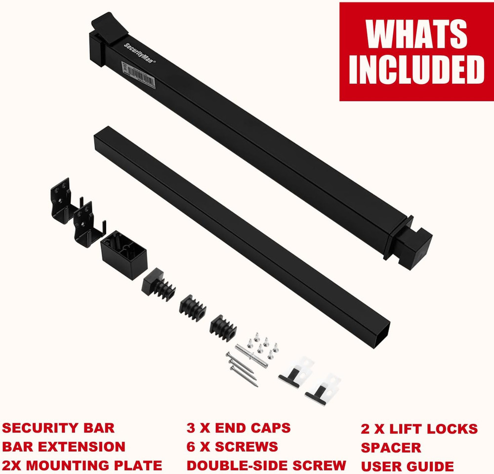 Window Security Bar - Easy Install for Horizontal/Vertical Windows - Adjustable