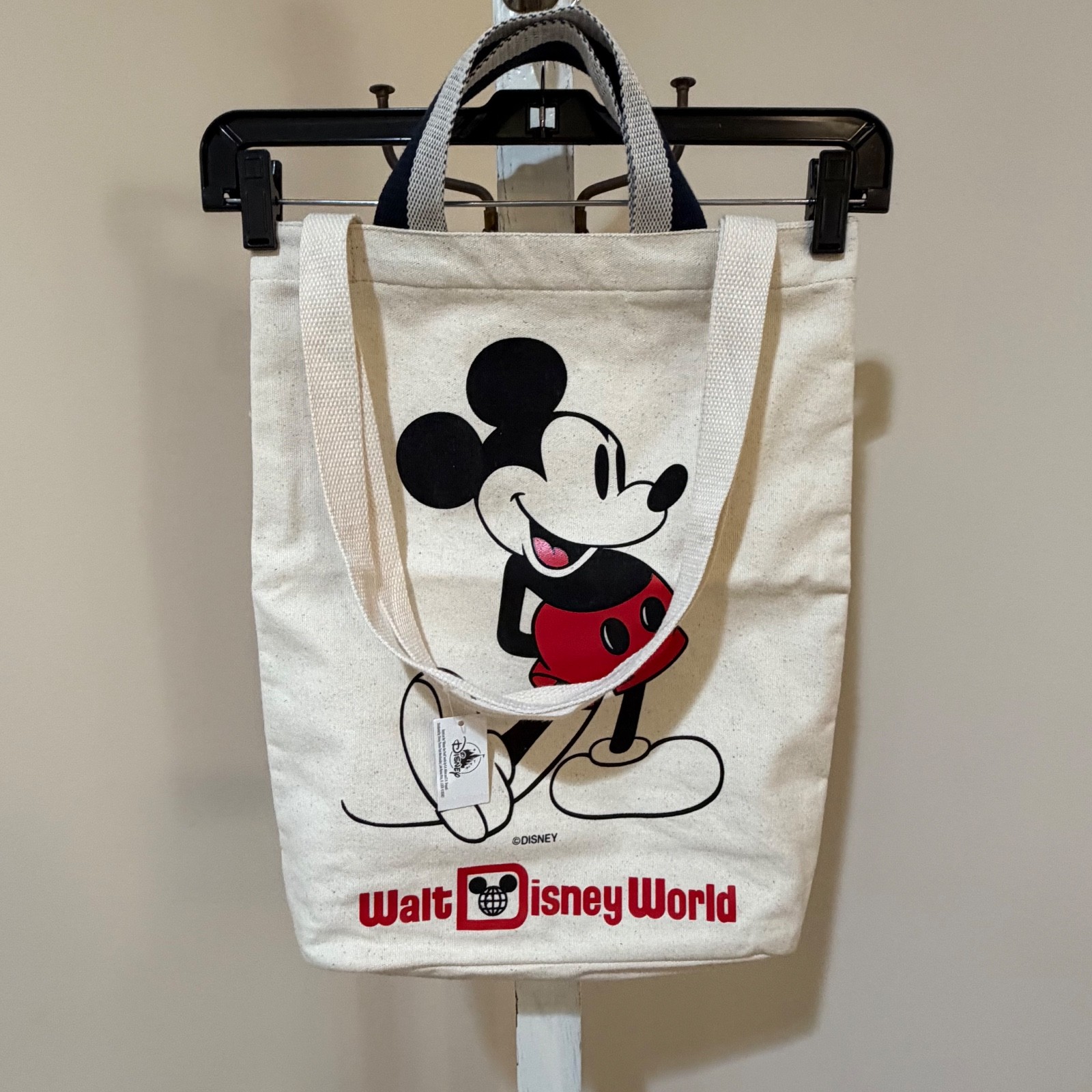 NEW DISNEY WORLD CLASSIC MICKEY MOUSE CANVAS TOTE BAG WITH HAND/SHOULDER STRAPS