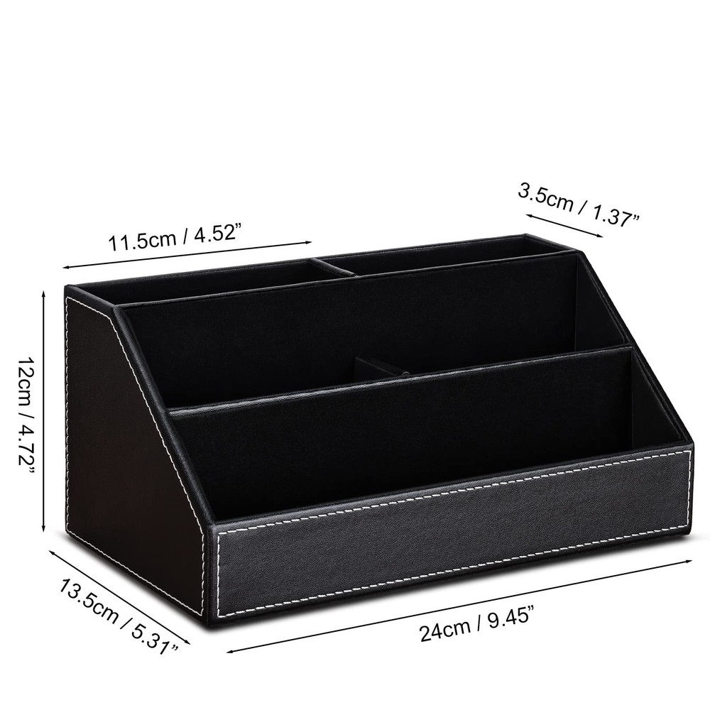 KINGFOM Pu Leather Desk Organizer with 5 Compartments Holder, Multi-Functiona...