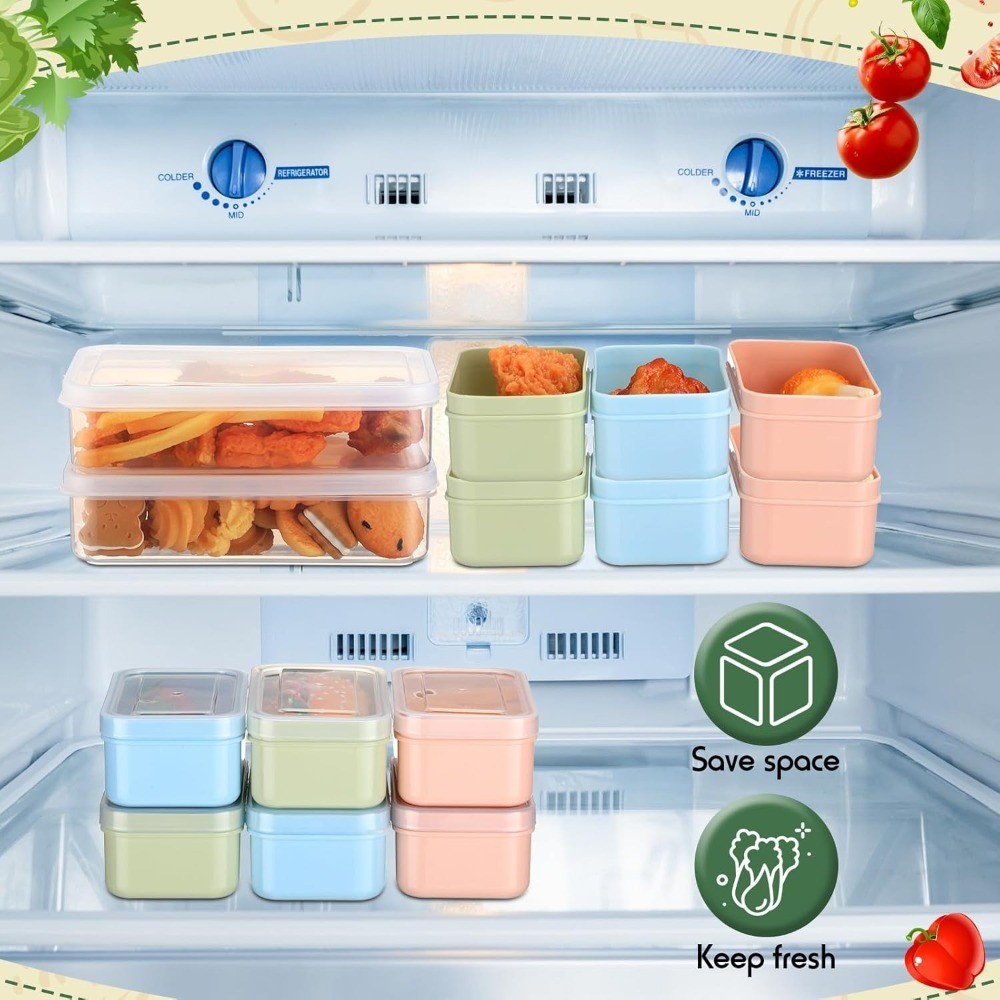 Reusable Stackable Snack Containers with Lids 3 Removable Compartments Microwave