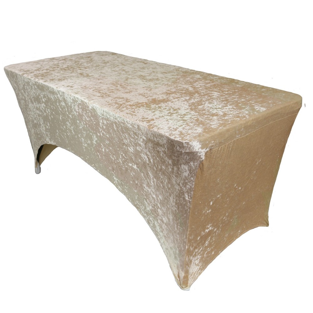 Velvet Folding 8ft Stretchy Modern Table Covers, Rectangular Fitted Tablecloths
