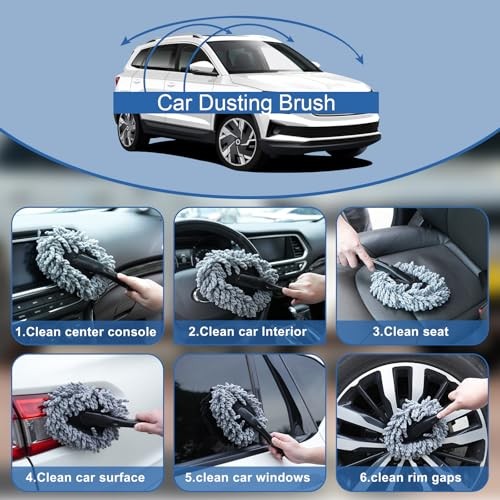 Windshield Cleaner Tool, 13Pcs Car Interior Cleaning Kit, Car Detailing Grey
