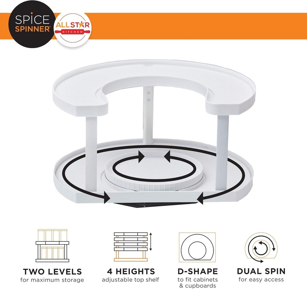 Two-Tier Spice Rack with Adjustable Design for Customizable Pantry Storage
