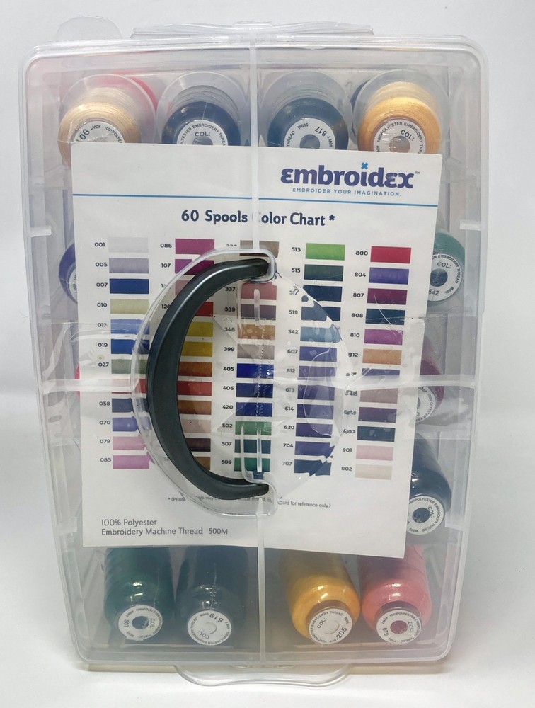 Embroidex 60 Spools Polyester Embroidery Machine Thread in Case