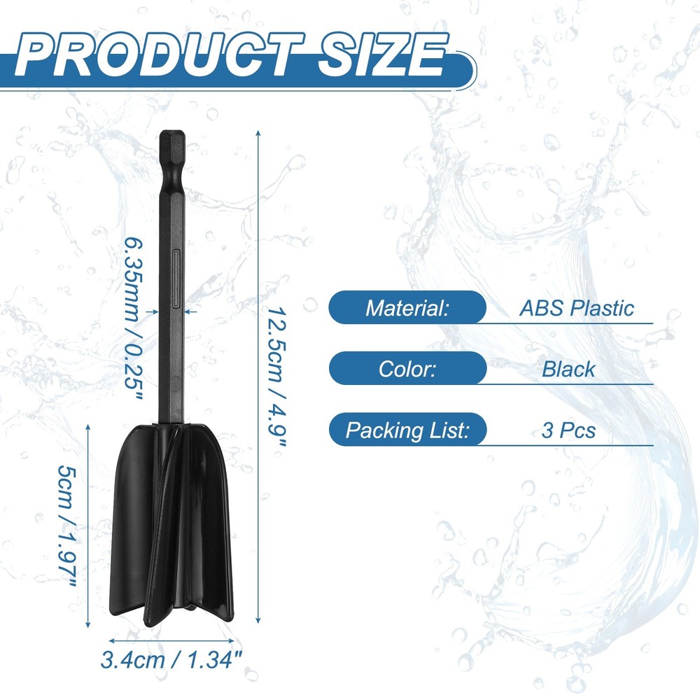 3Pcs 4.9" ABS Plastic Silicone Resin Mixer Paddle, Black