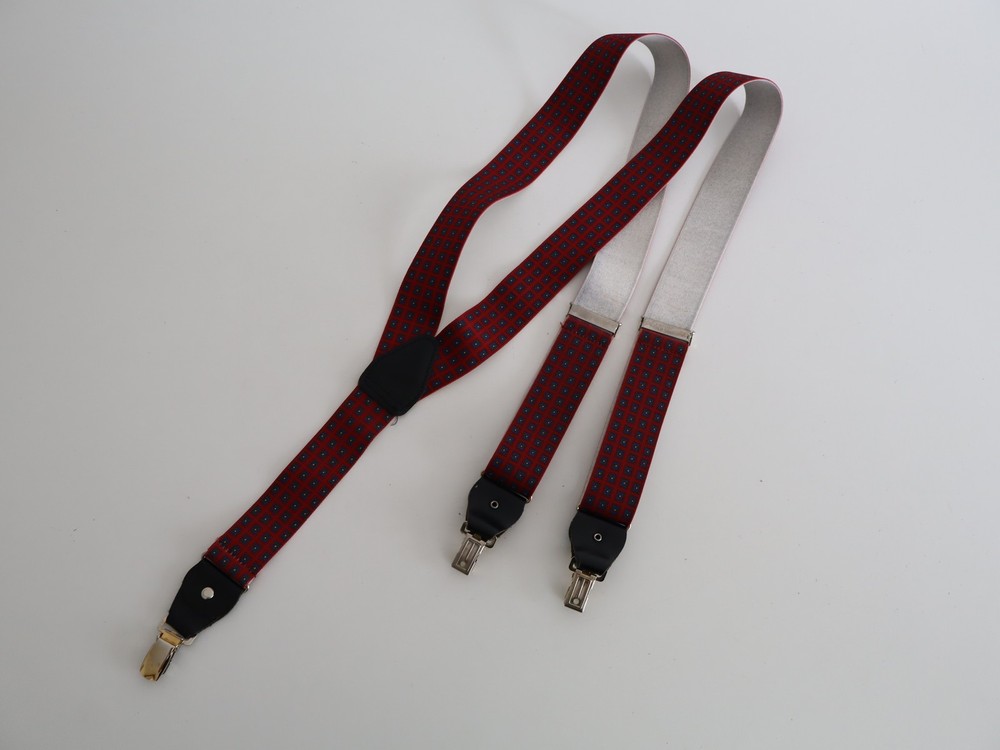 Vintage St Michael Marks & Spencer Braces 1980s Red Patterned