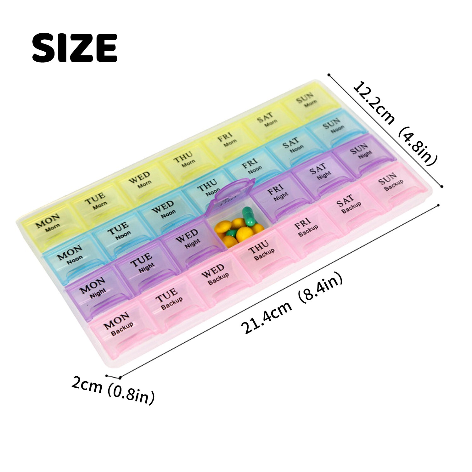 Monthly Pill Organizer Pill Case Pill Box One Week 4 Times a Day AM PM Daily