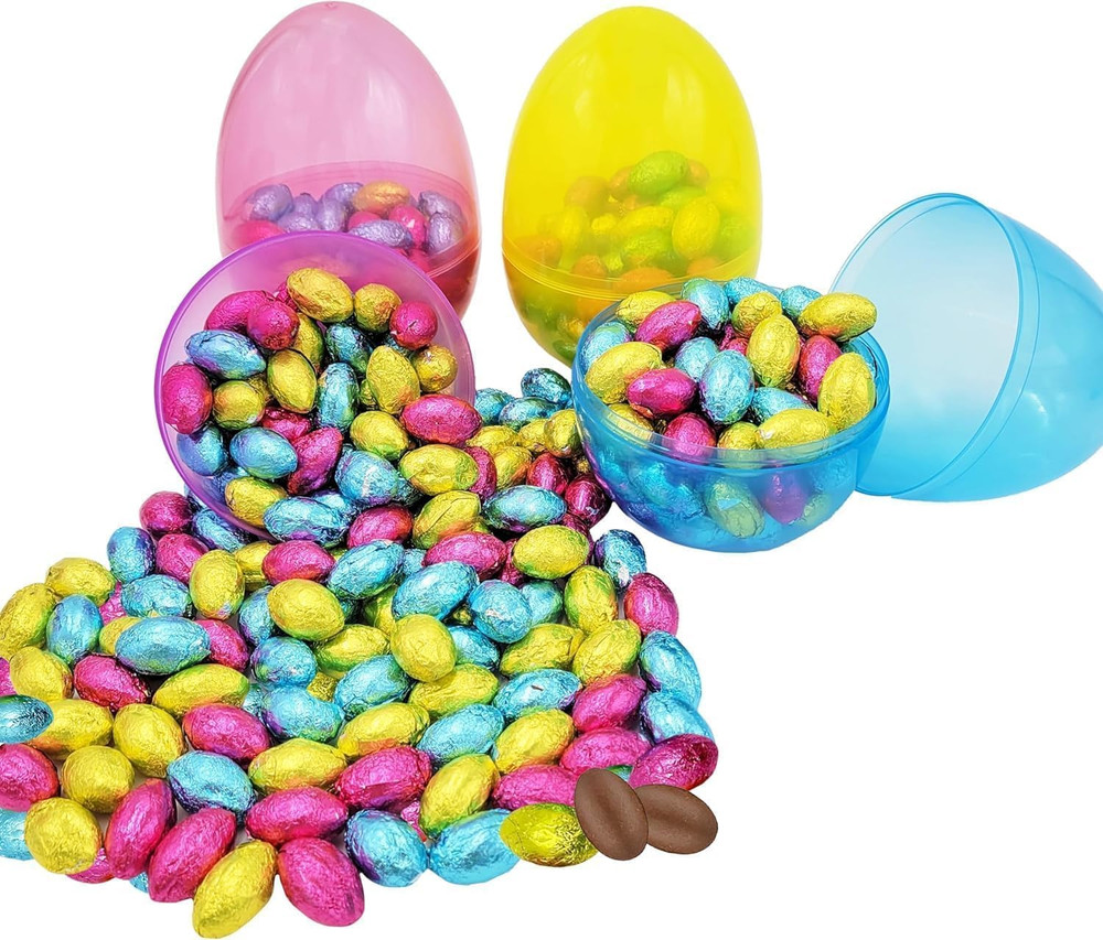 6" Inch Fillable Easter Eggs 6-Pack Jumbo Translucent, Colorful Plastic Jumbo Ea
