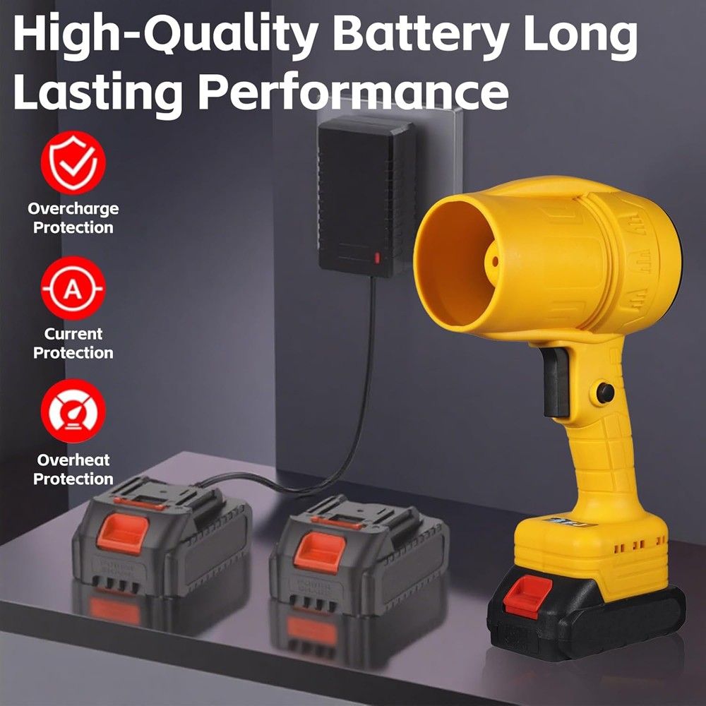 500000RPM Cordless Leaf Blower 700CFM 1500G Air Turbo Blower with 2 Batteries