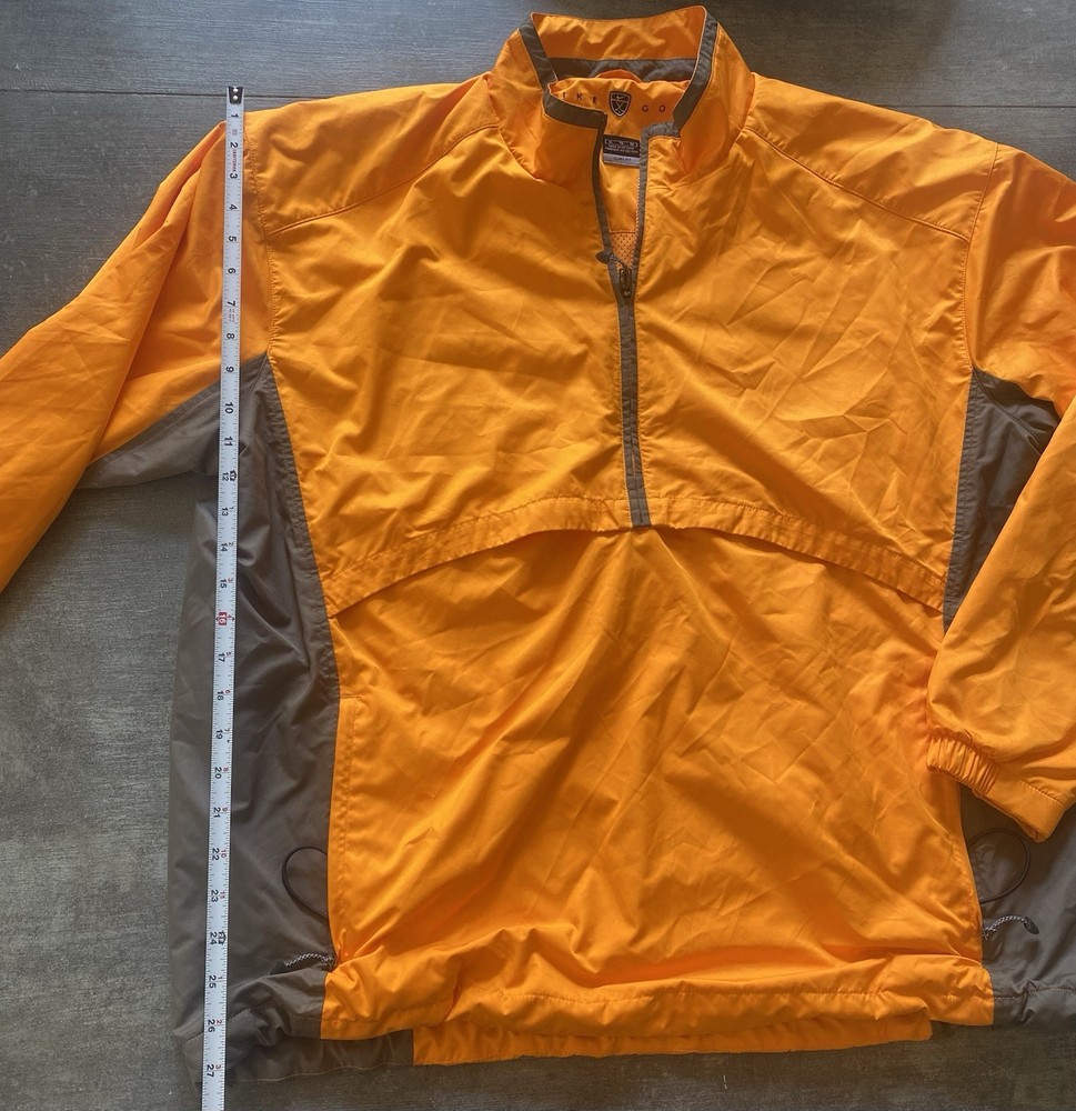 Vtg 00's Nike Golf Orange Grey Clima-fit pullover half zip Windbreaker jacket XL