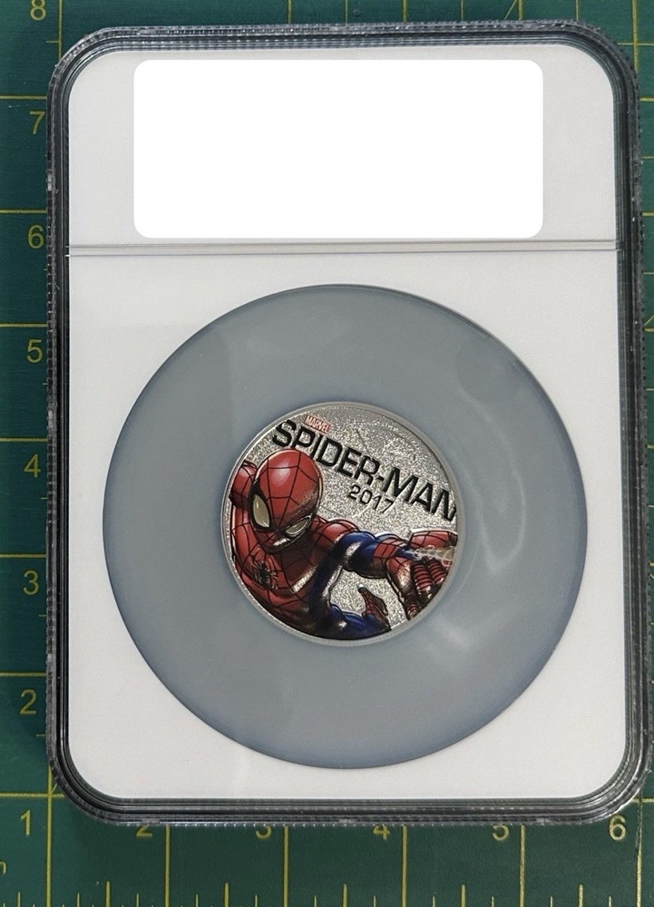 2017 FIJI MARVEL LIGHT-UP 3 Coin Set NGC MS10 Ironman, Spider-Man & Cap’t Ameri