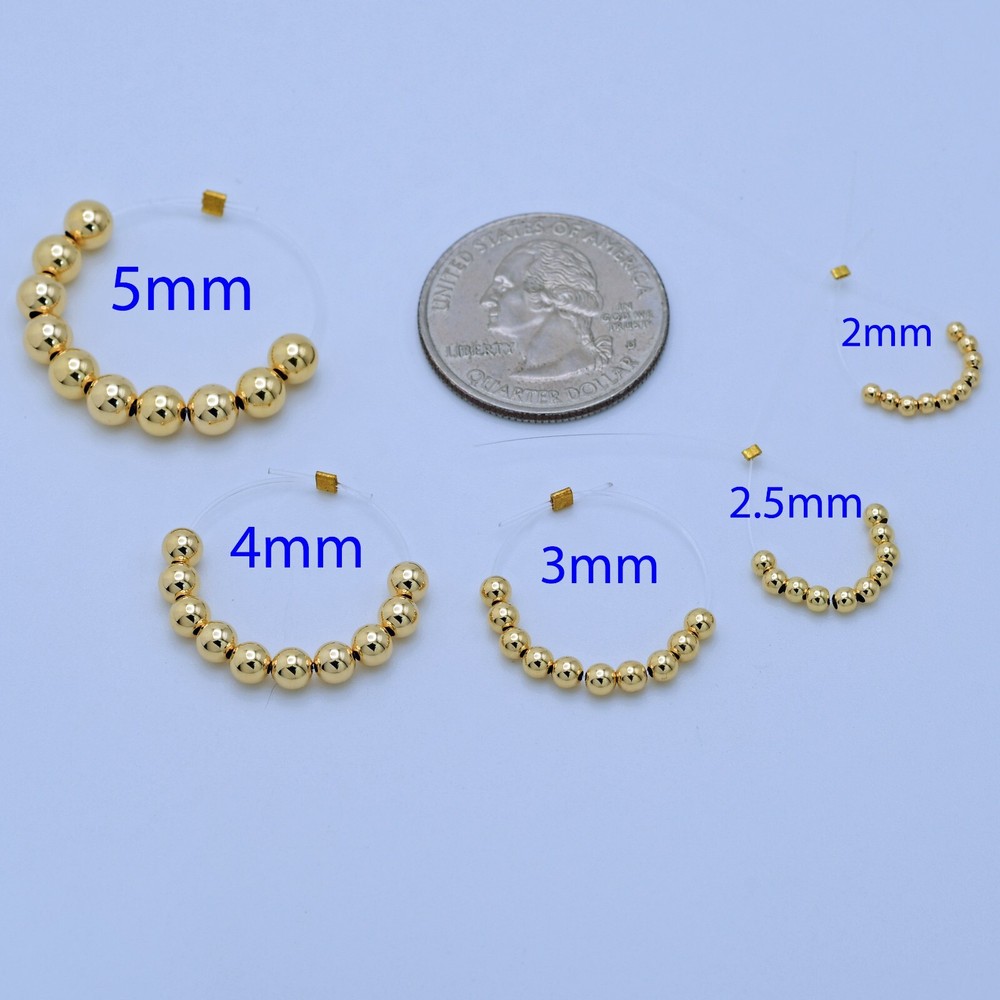 2.5mm 18k Solid Gold Smooth Round Bead Spacer (10)