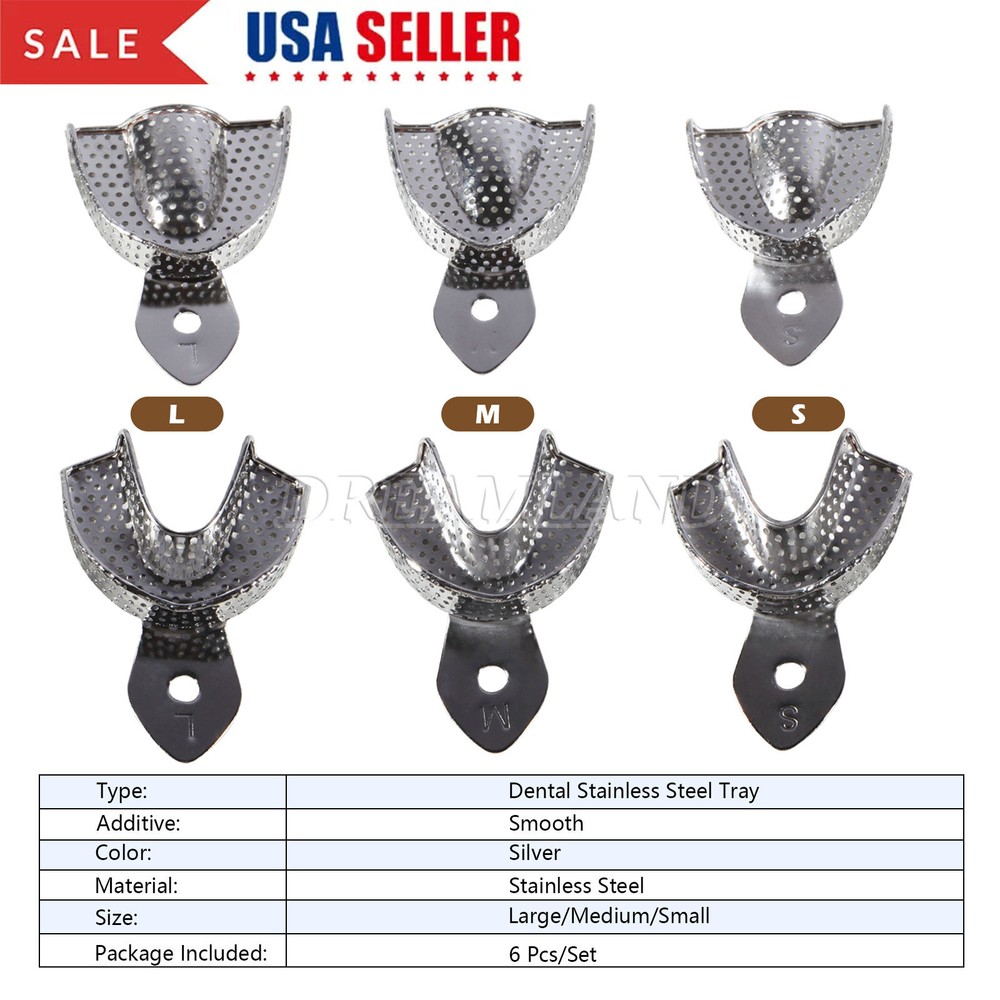 6 Dental Impression Trays set PERFO Denture Instruments
