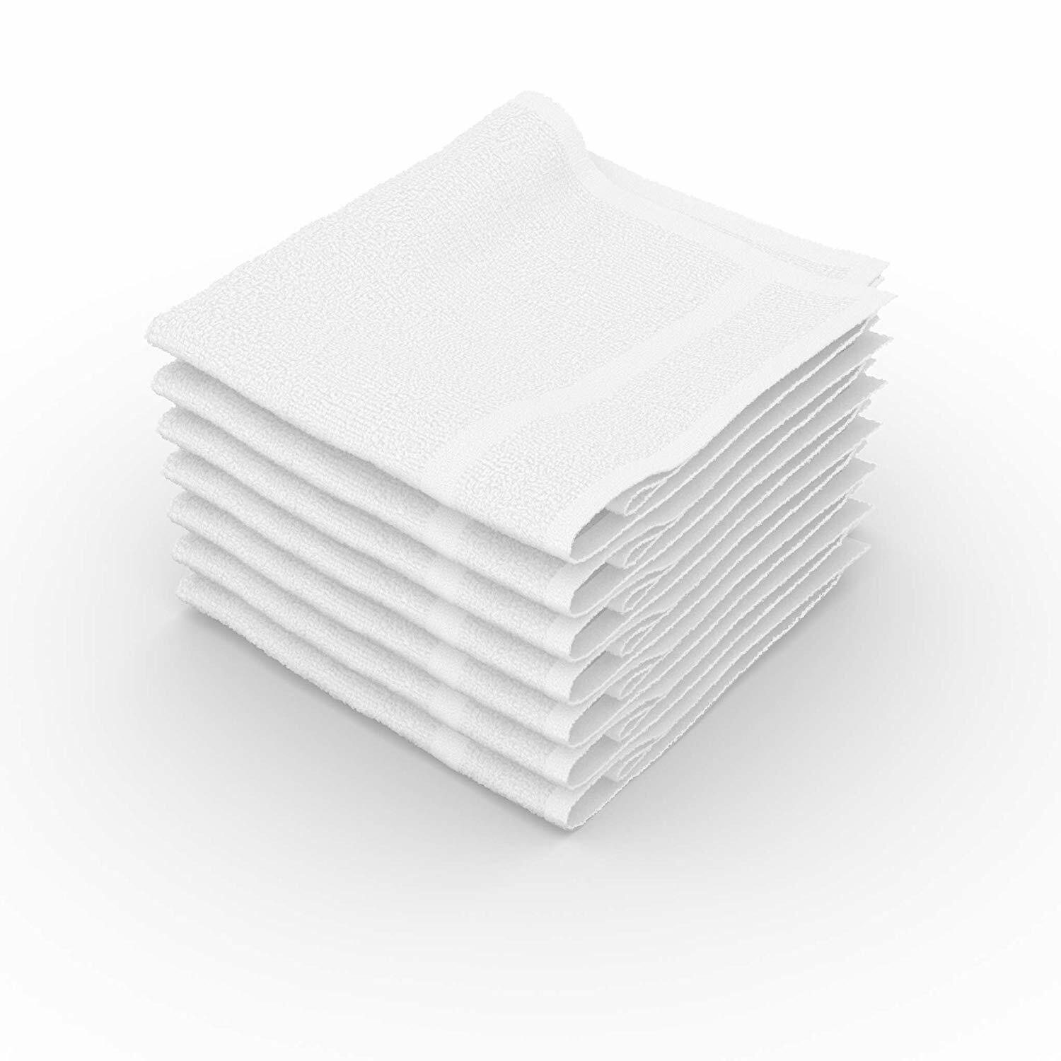 Wash cloth 100% Cotton 12x12 Baby Soft Fabric White Extra Absorbent pack of 24