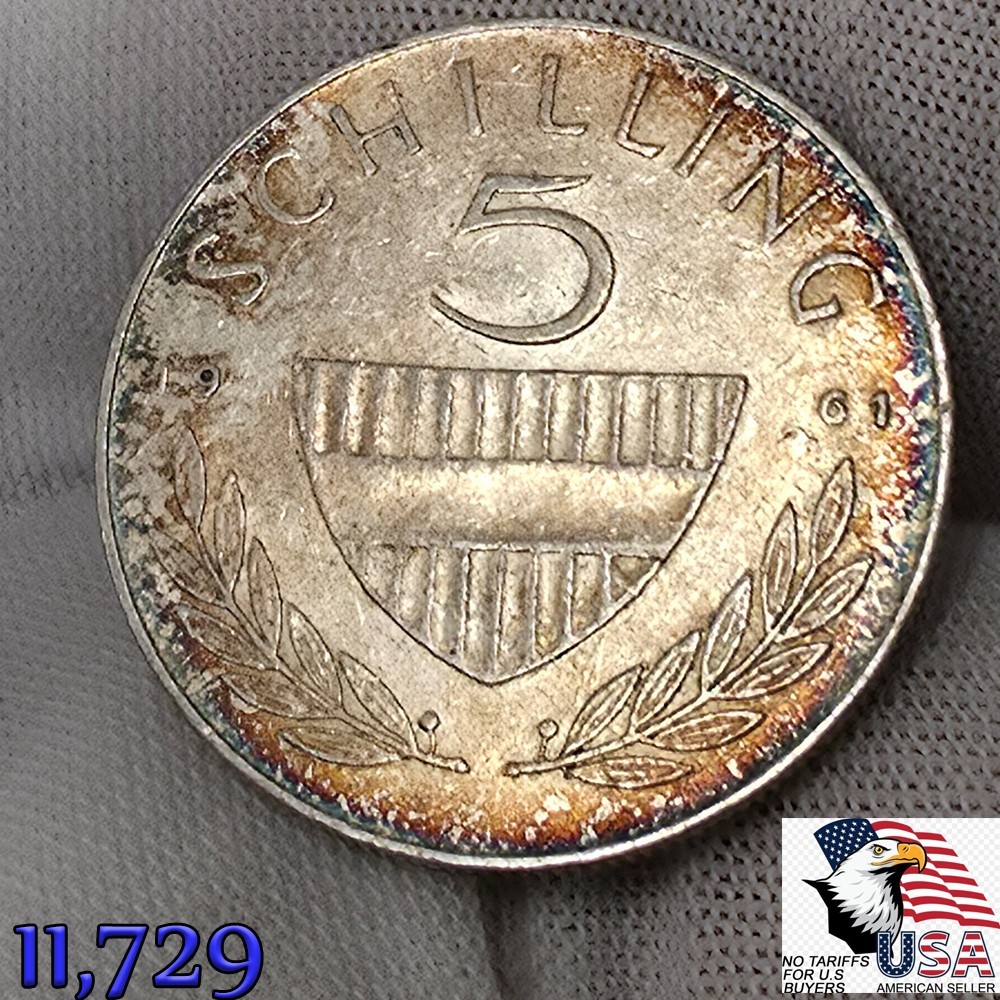 1961 AUSTRIA Silver 5 SCHILLING 5S