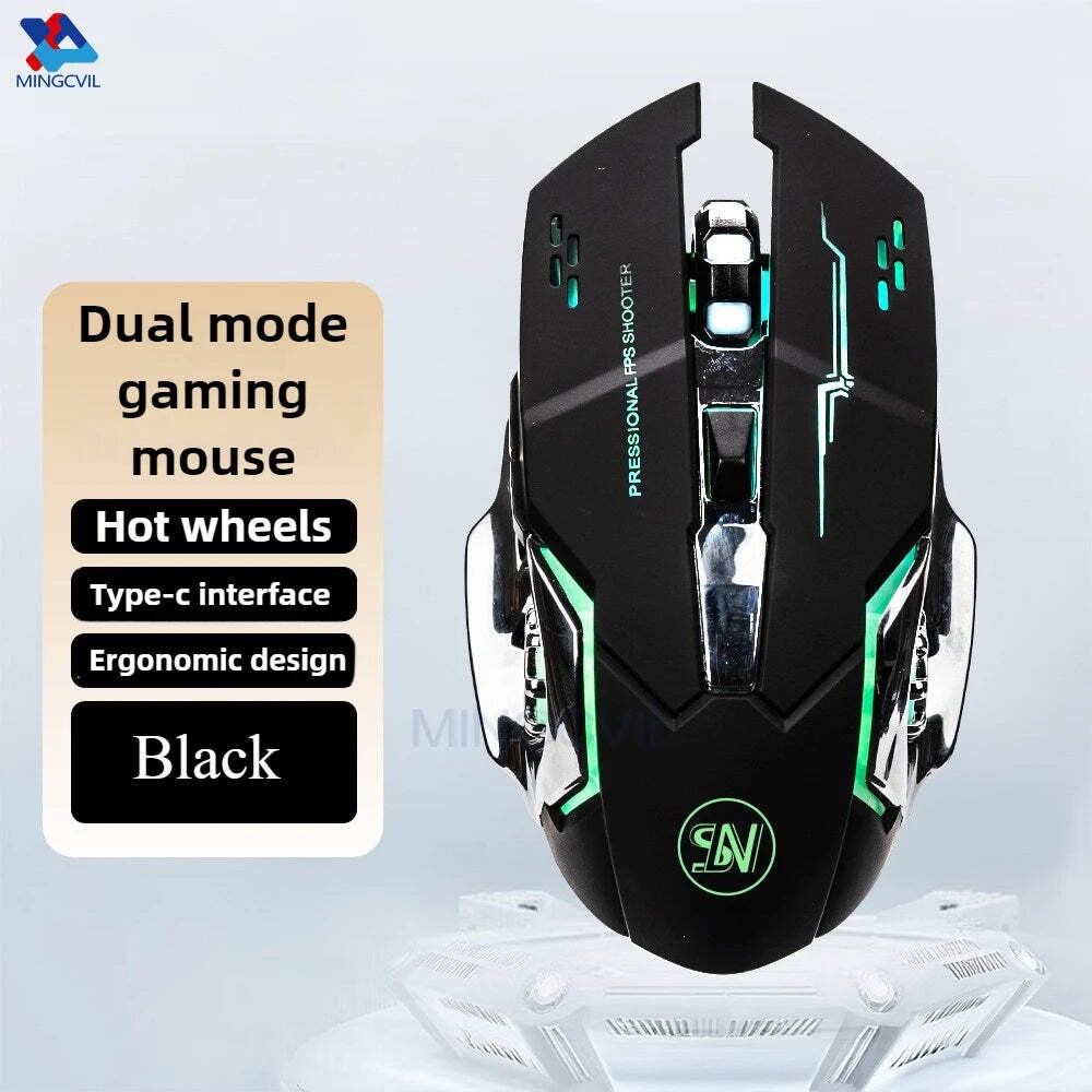 MINGCVIL Rechargeable Wireless Mouse Gaming Computer Bluetooth Mouse USB Mechani