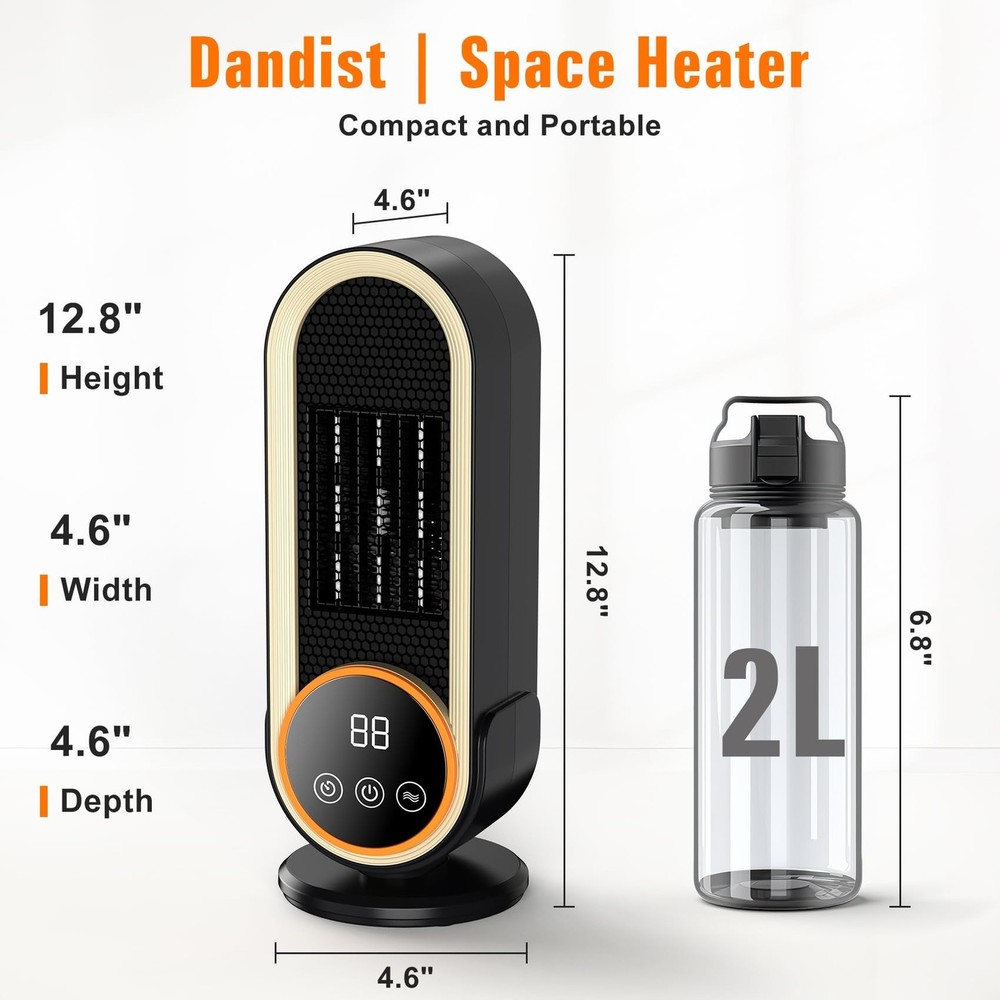 Space Heaters for Indoor Use with Remote, 2s Efficient Heating, Overheat & Ti...