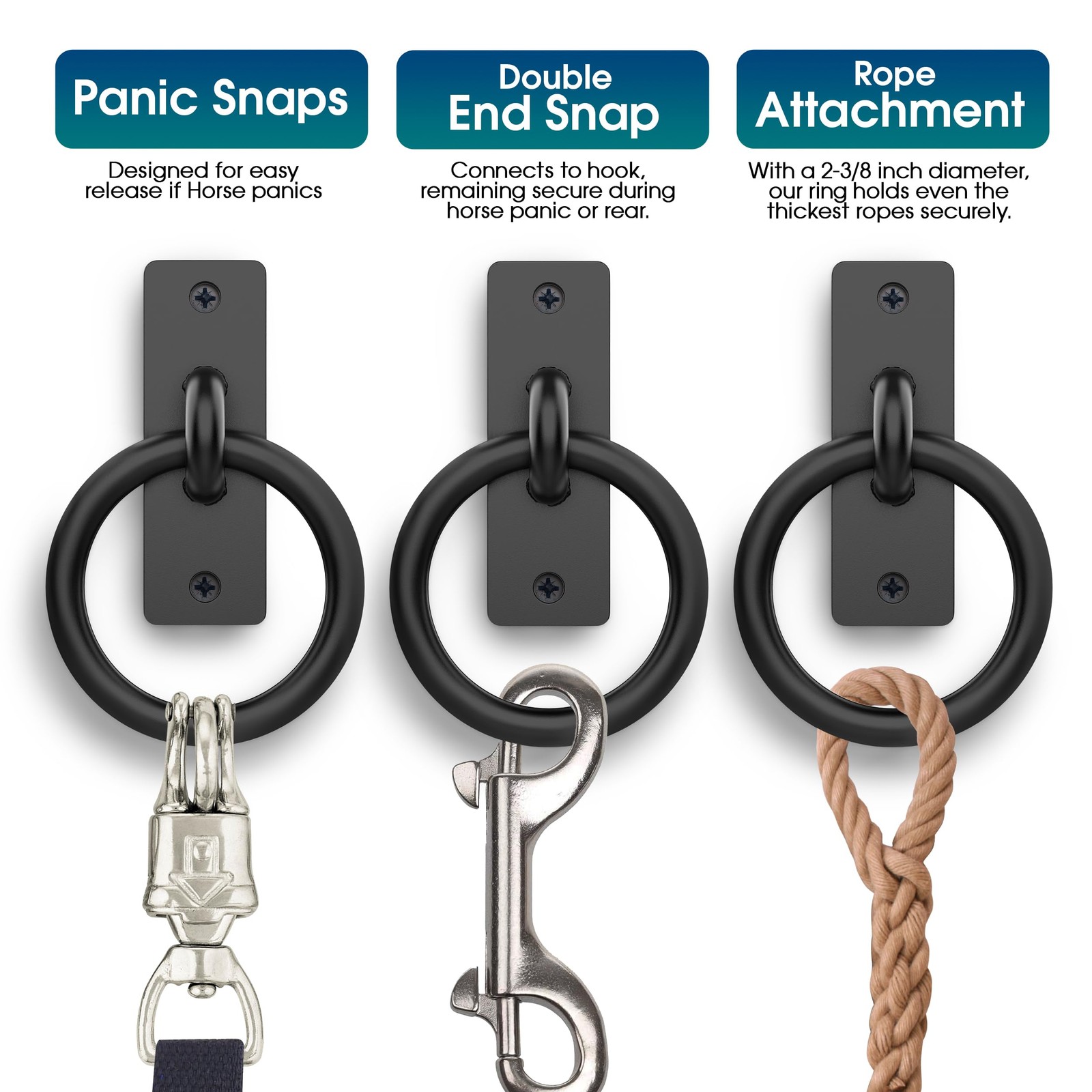 Sunset Valley Metalcraft Horse Tie Ring - 2-3/8" inches Heavy-Duty Black