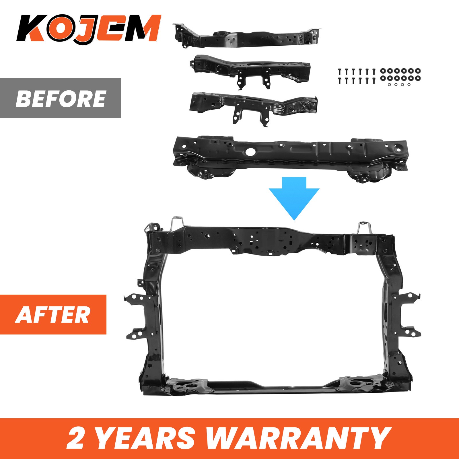 Front Radiator Support Black Steel For Honda HR-V LX/Sport 2019-2022 #HO1225208