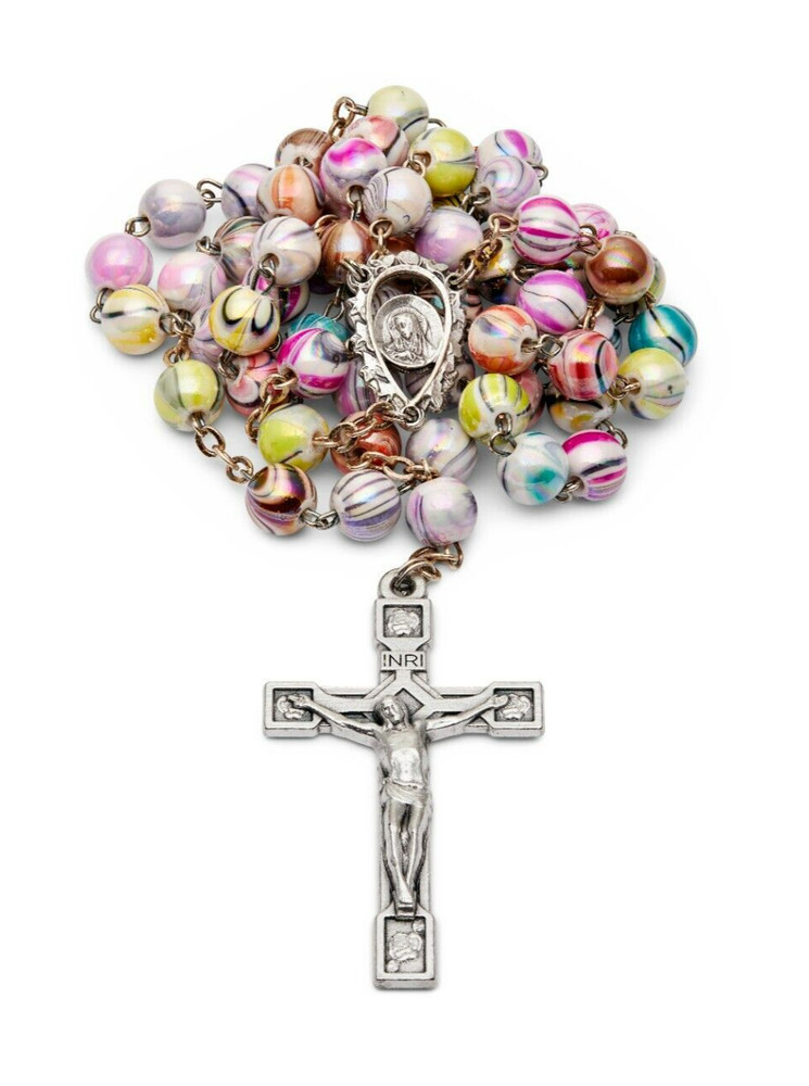 Multicolor Catholic Rosary Our Lady of Sorrow Necklace Beads from Vatican