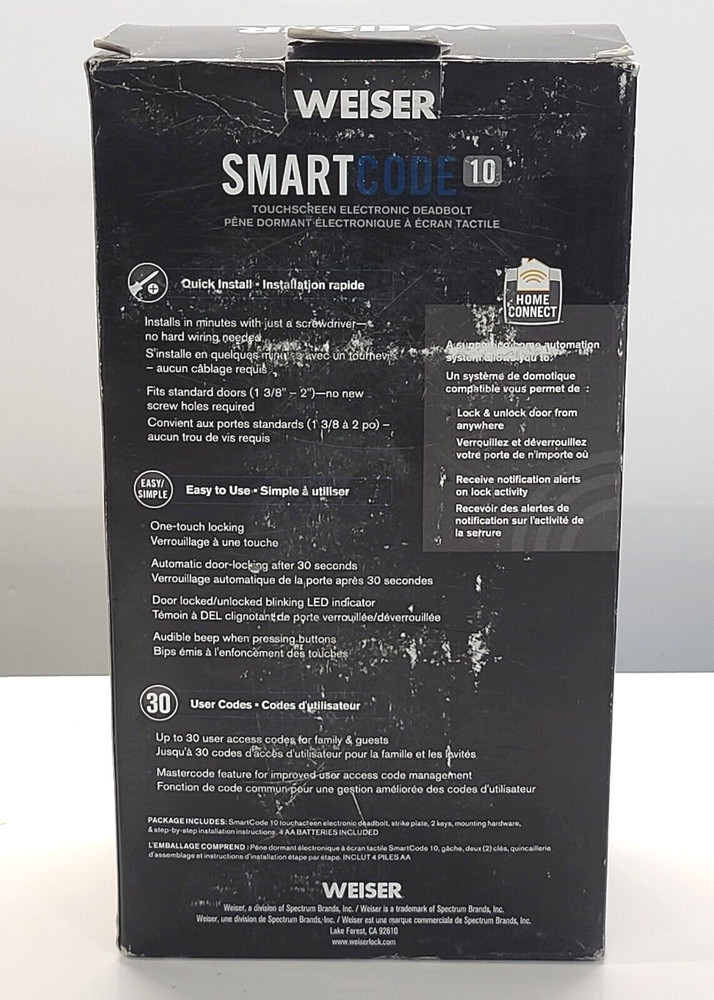 Weiser SmartCode 10 Venetian Bronze Touchscreen Electronic Deadbolt Zigbee