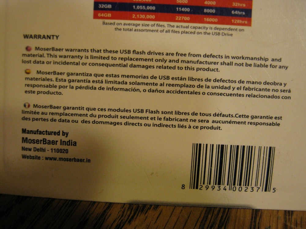 Moser Baer DATARIGHT 8GB USB 2.0 Flash Drive New & Sealed