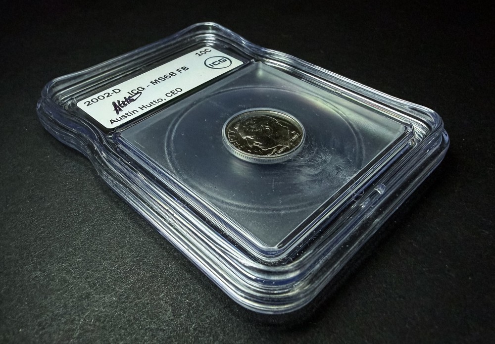 2002-D Roosevelt Dime ICG MS68 FB Full Bands High Grade + Signed Label