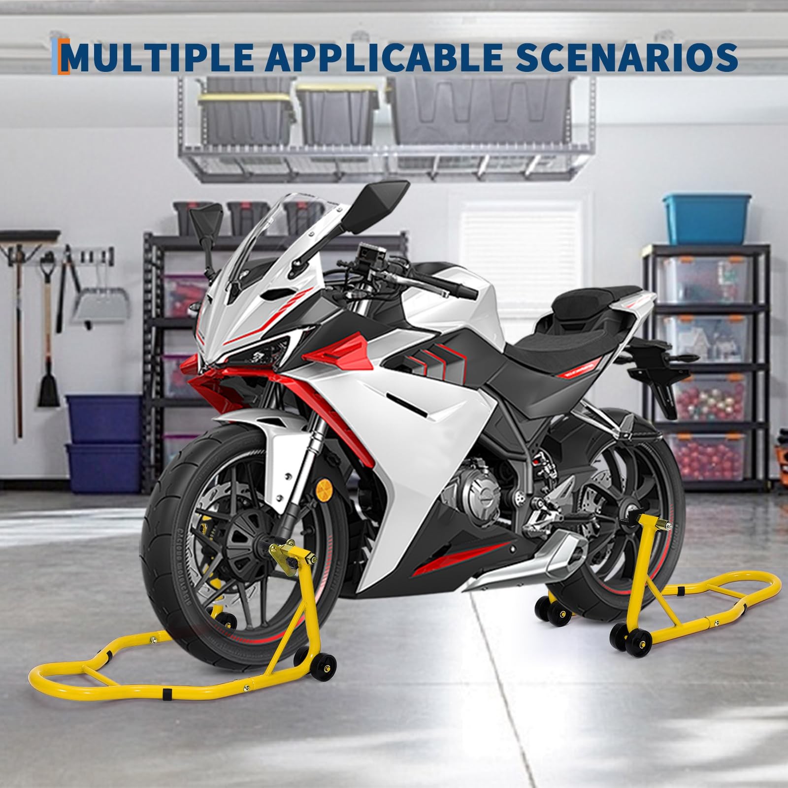 900lbs Motorcycle Front Rear Combo Stand Lift Swingarm Spool Paddock Stand Set