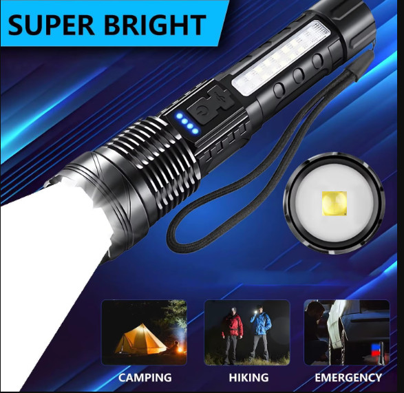 2pcs Rechargeable LED Flashlights, Super Bright Handheld Flashlight, 7 Modes wit