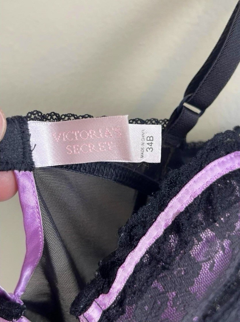 Victoria’s Secret Lace Babydoll Bustier Whimsey Goth Fairy Goth Black Purple 34B