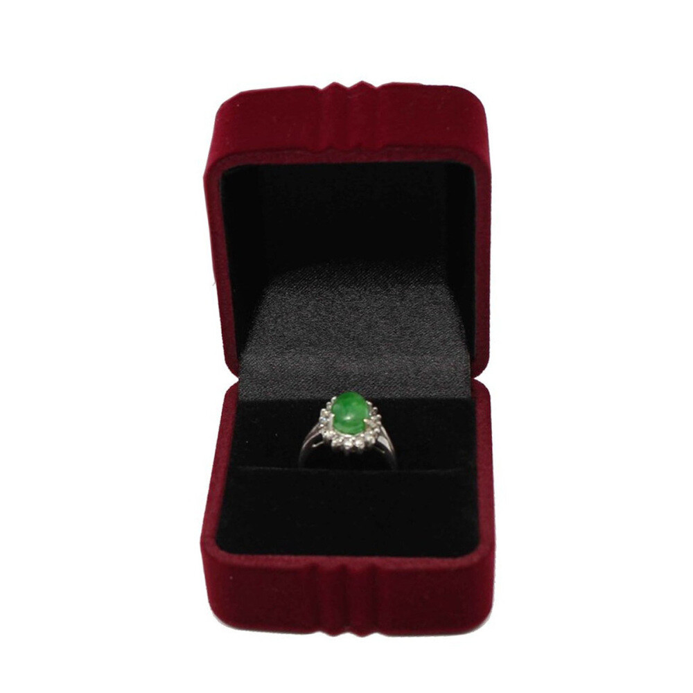 Small Square Ring Gift Box Jewelry Storage Case (Wine Red)
