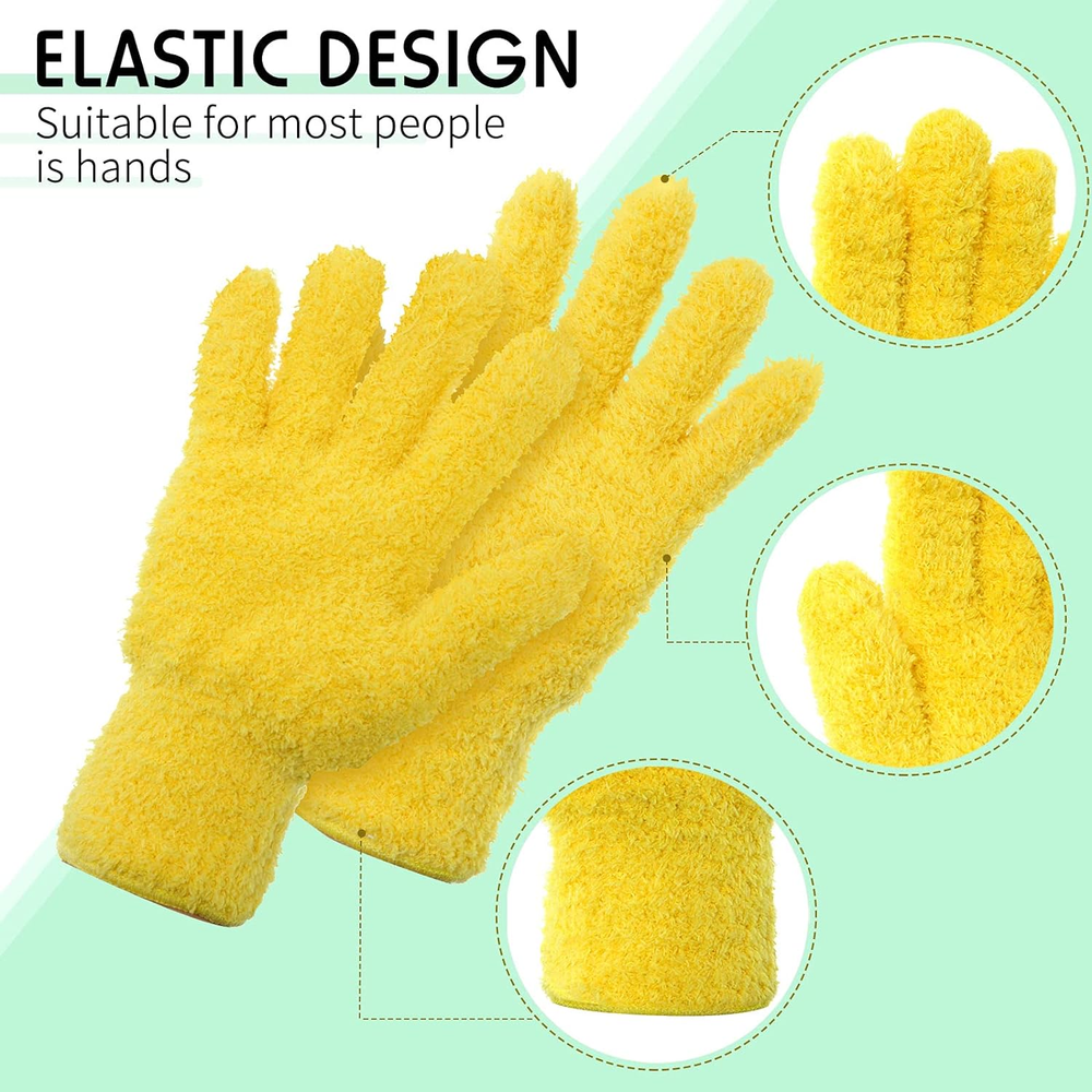 4 Pairs Microfiber Auto Dusting Cleaning Gloves Washable Cleaning