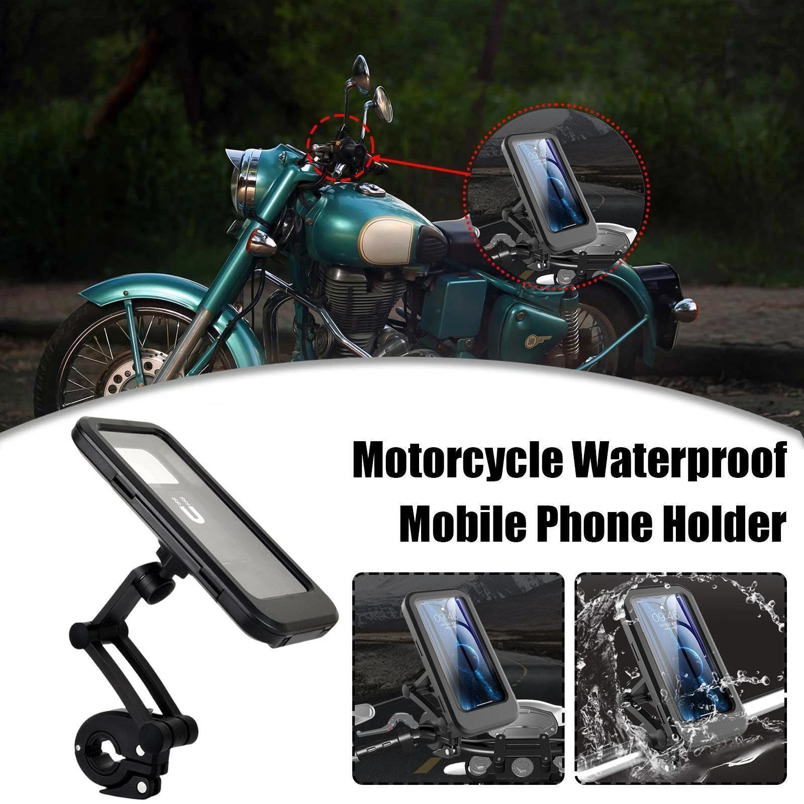 Motorcycle Bike Handlebar Phone Mount Holder Waterproof Case for iPhone Samsung